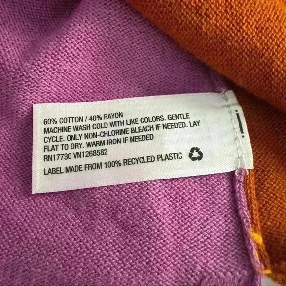 Isaac Mizrahi XL Target Colorblock Cotton + Rayon Sweater, Orange/Yellow/Pink - Picture 9 of 10